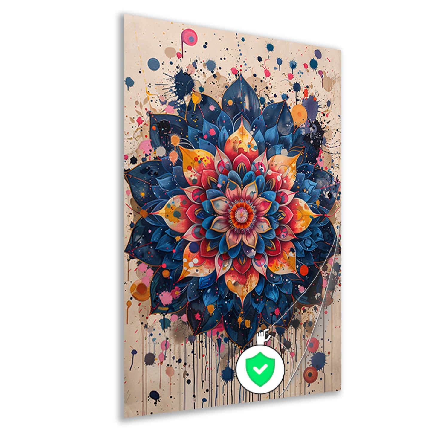 Abstract Bloemenmandala in Levendige Popart Stijl poster