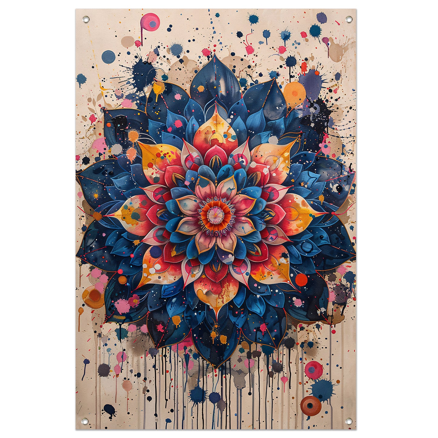 Abstract Bloemenmandala in Levendige Popart Stijl tuinposter