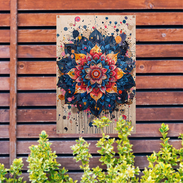 Abstract Bloemenmandala in Levendige Popart Stijl tuinposter