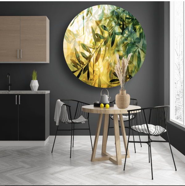 Bloeiende lentetak aluminium muurcirkel