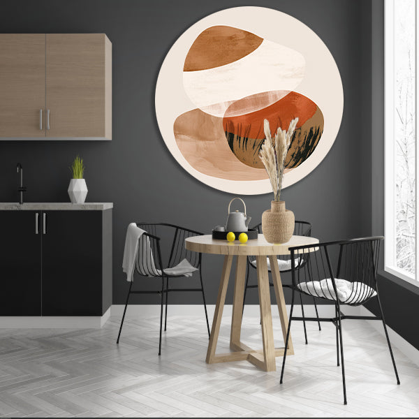 Abstracte Vormen in Aardse Sepiatonen forex muurcirkel