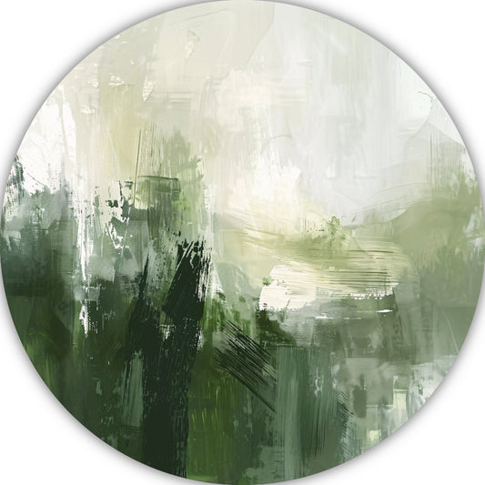 Groen en Grijs Moderne Abstracte Dynamiek aluminium muurcirkel