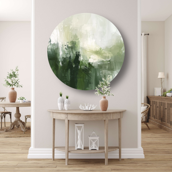 Groen en Grijs Moderne Abstracte Dynamiek forex muurcirkel