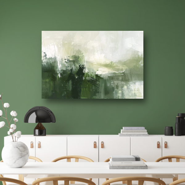 Groen en Grijs Moderne Abstracte Dynamiek canvas