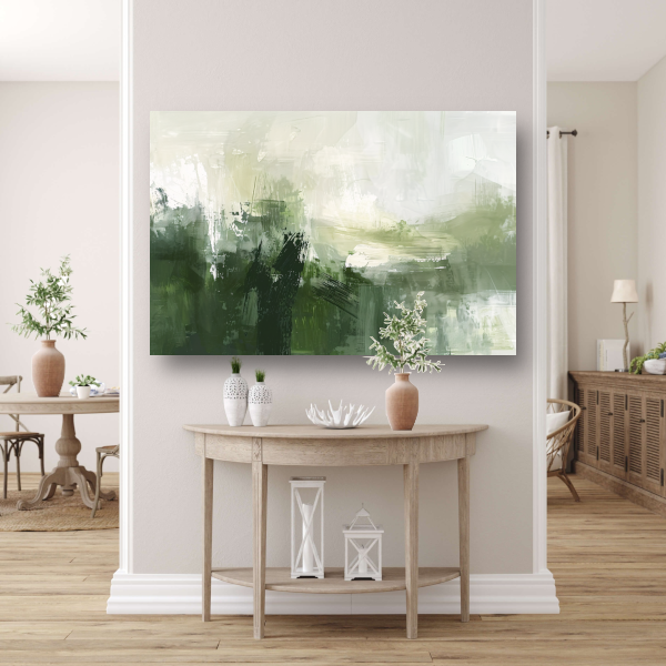 Groen en Grijs Moderne Abstracte Dynamiek canvas