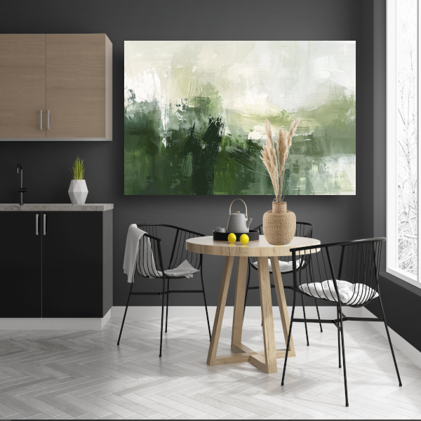 Groen en Grijs Moderne Abstracte Dynamiek canvas