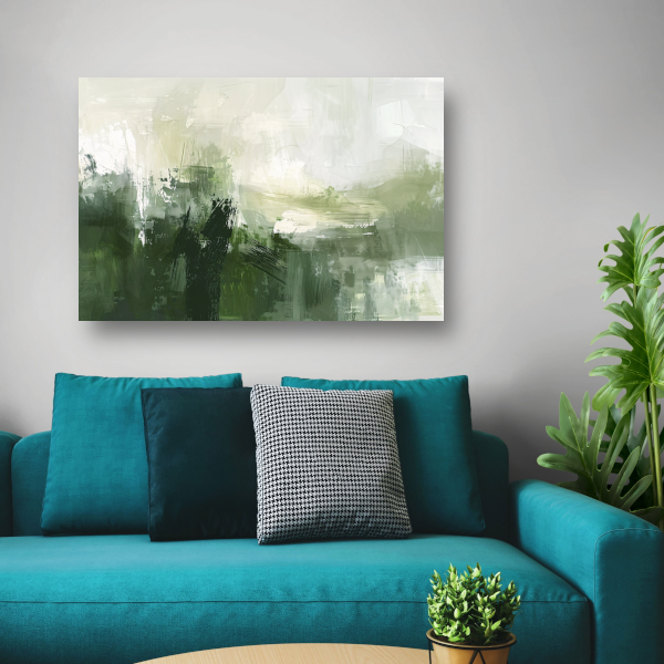 Groen en Grijs Moderne Abstracte Dynamiek canvas