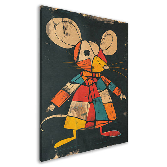 Kubistische Muis in Kleurrijk Jas canvas