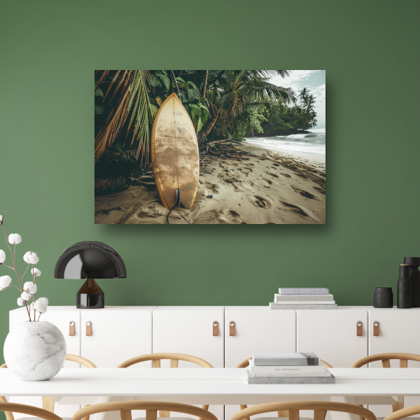 Abstracte surfplank op het strand canvas