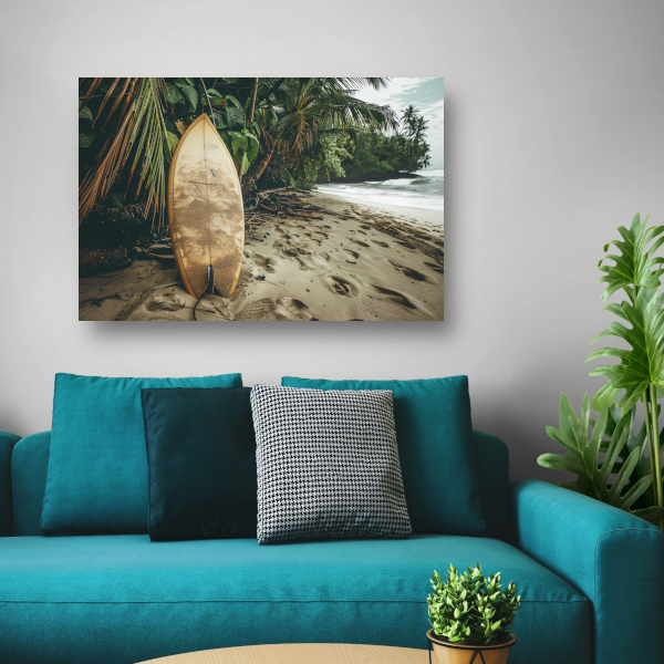 Abstracte surfplank op het strand canvas
