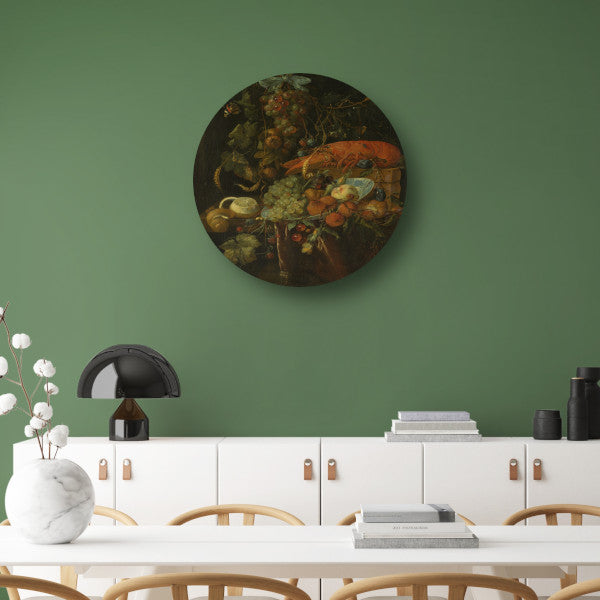 Stilleven met fruit en kreeft - Jan Davidsz. de Heem aluminium muurcirkel