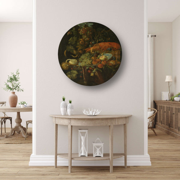 Stilleven met fruit en kreeft - Jan Davidsz. de Heem aluminium muurcirkel