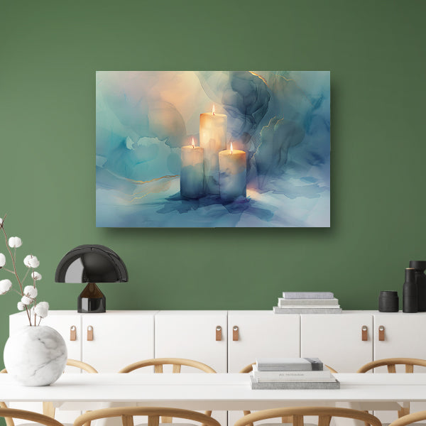 Drie brandende kaarsen in abstract ontwerp poster