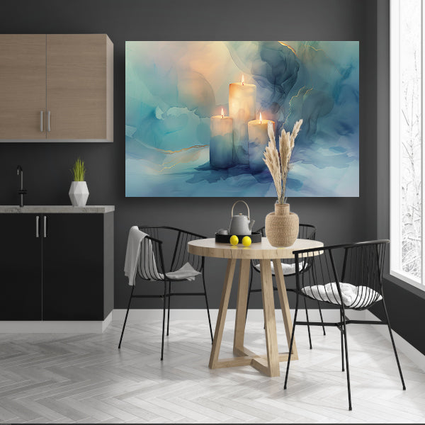 Drie brandende kaarsen in abstract ontwerp poster