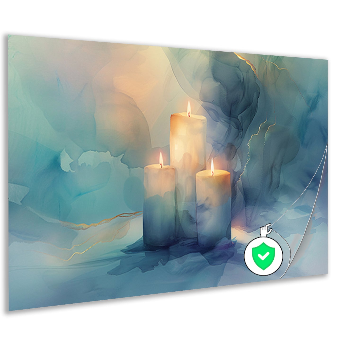 Drie brandende kaarsen in abstract ontwerp poster