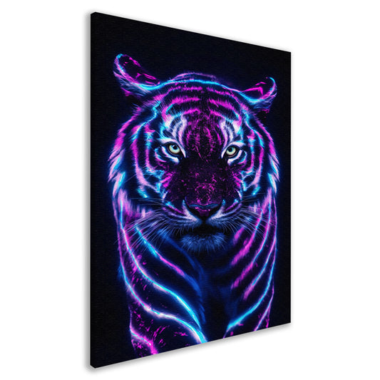 Futuristische tijger met bioluminescente kleuren canvas