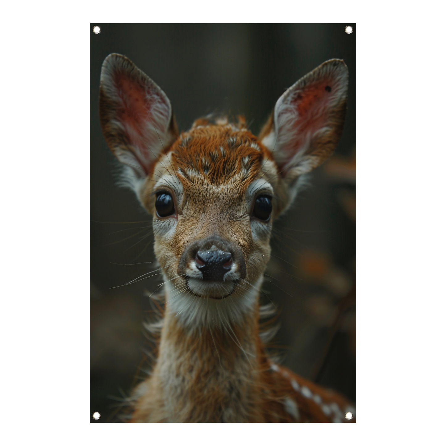 Close-up portret van een jong hertje in het wild tuinposter