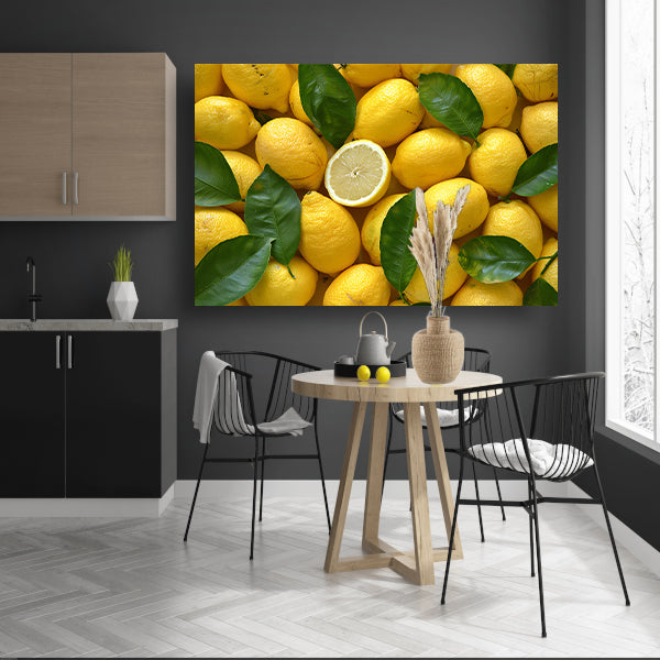 Citroenstilleven op houten tafel poster