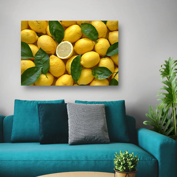 Citroenstilleven op houten tafel poster