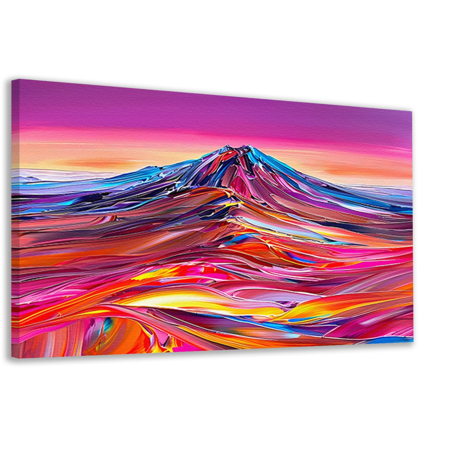 Kleurrijk abstract schilderij van berglandschap canvas