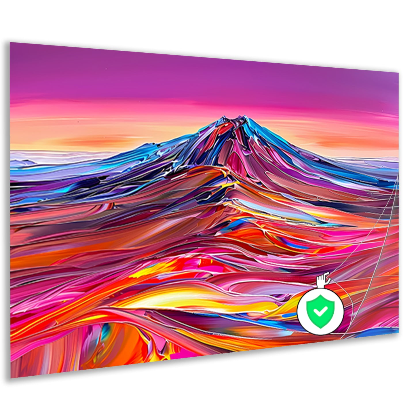 Kleurrijk abstract schilderij van berglandschap poster
