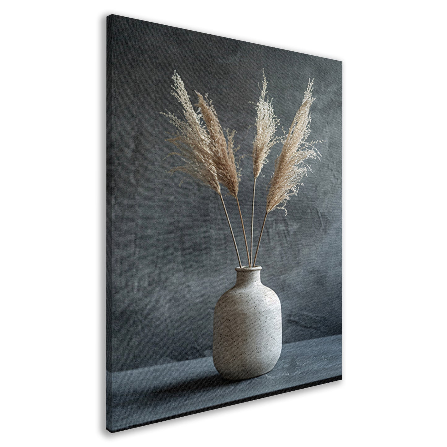 Minimalistische Vaas met Pampasgras tegen Donkere Achtergrond canvas