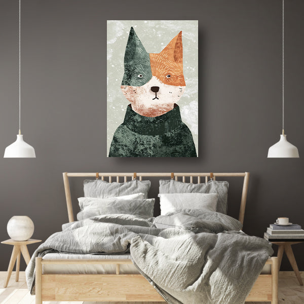 Minimalistisch portret van hond met trui canvas