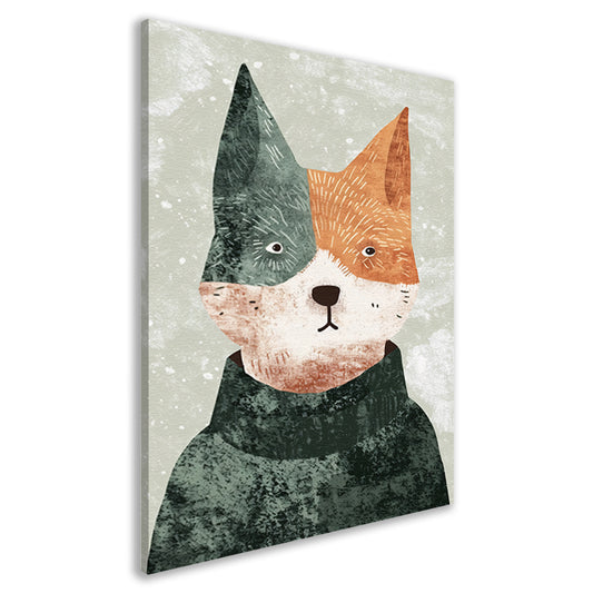 Minimalistisch portret van hond met trui canvas