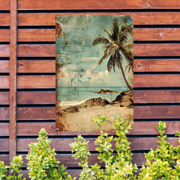 Vergane Tropische Kust met Palmboom tuinposter