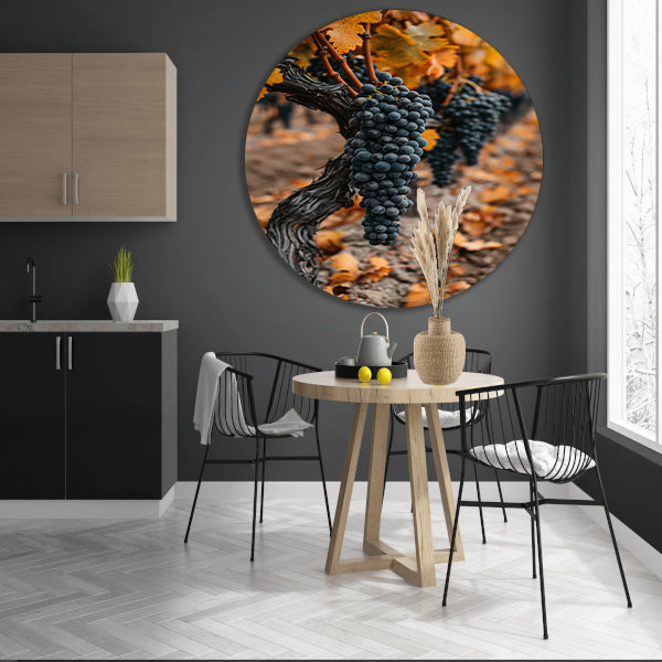 Rijpe Druiven in Herfst Wijngaard aluminium muurcirkel
