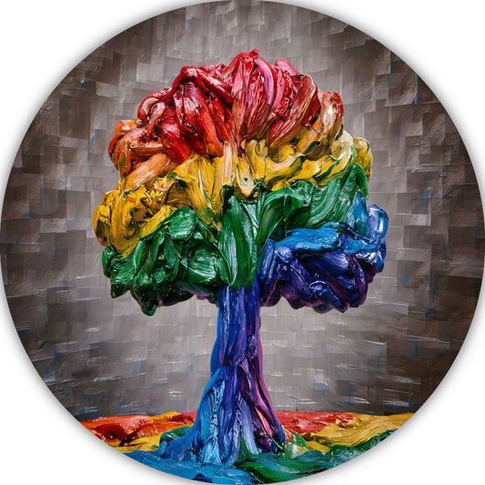 De dans van kleur en leven op canvas aluminium muurcirkel