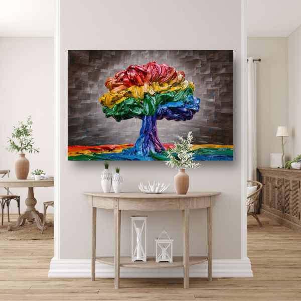 De dans van kleur en leven op canvas canvas met baklijst