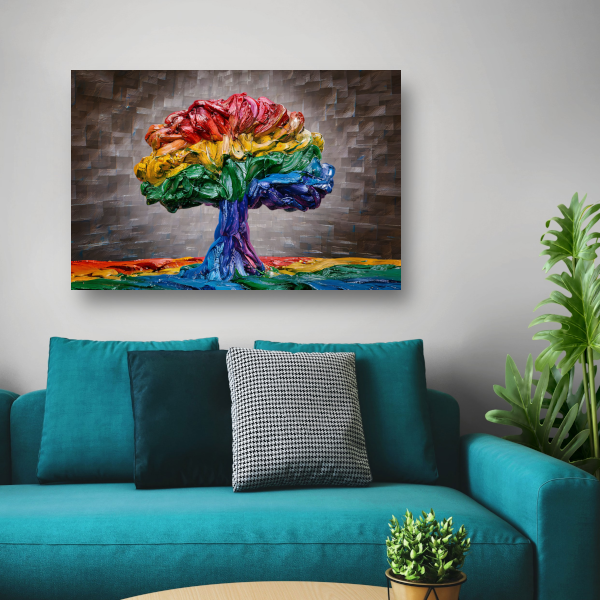De dans van kleur en leven op canvas canvas met baklijst