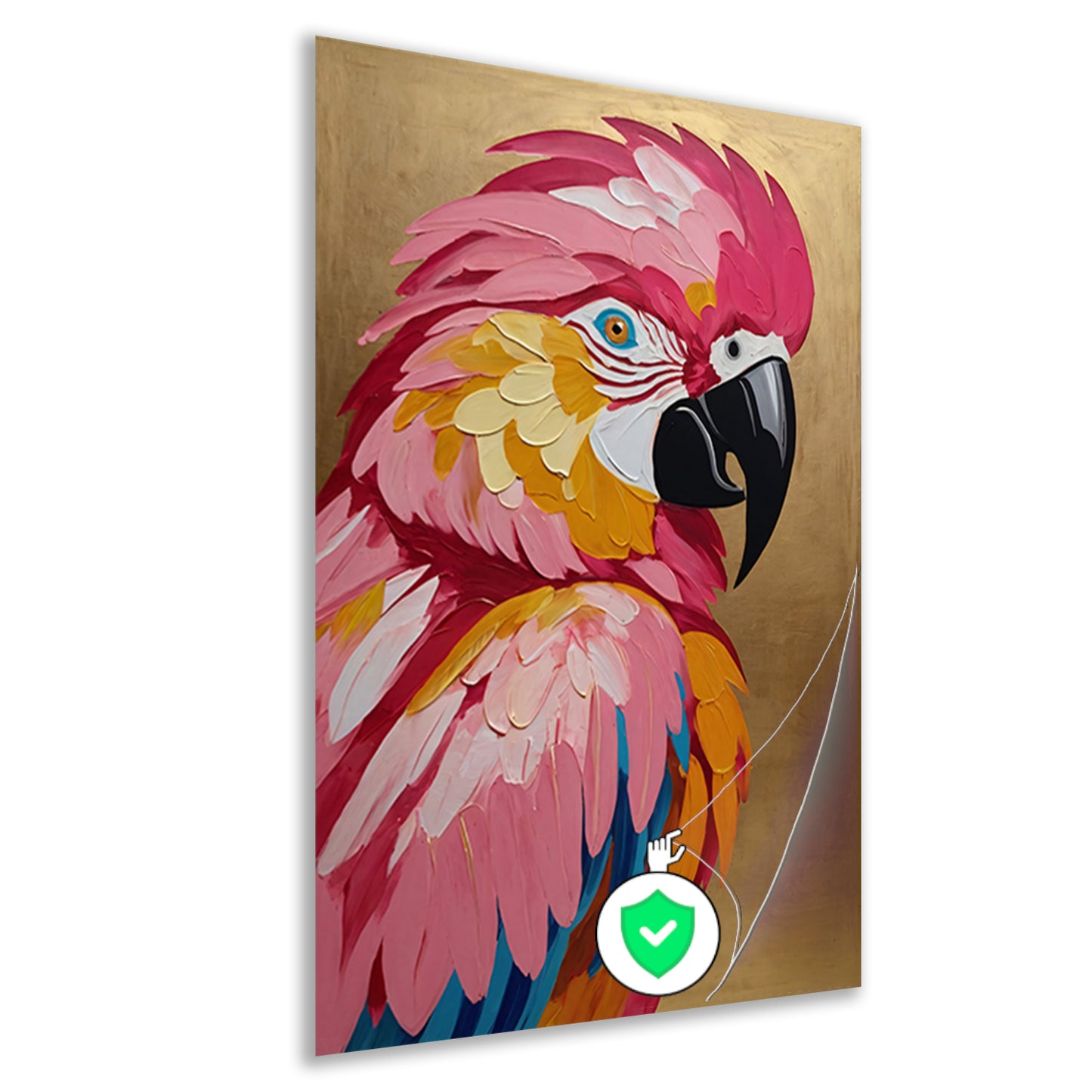 Levendige Papegaai met Gouden Textuur Achtergrond poster