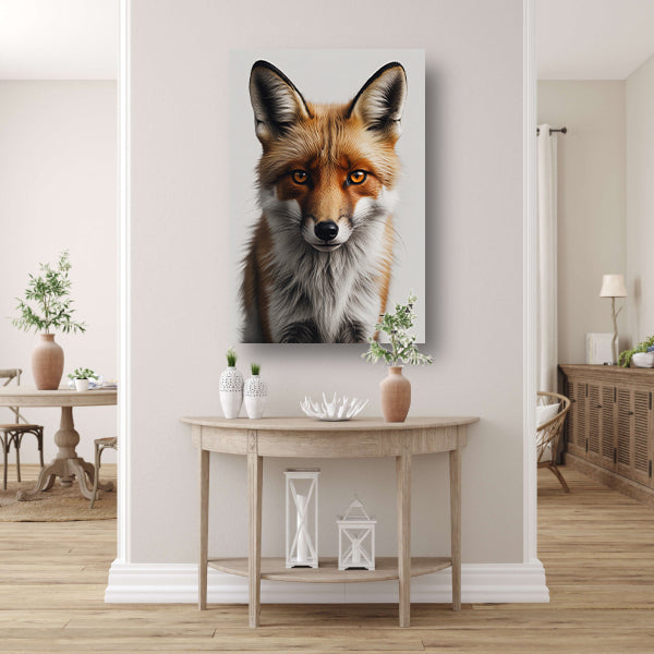 Intens Blikkende Vos in Gedetailleerd Portret canvas