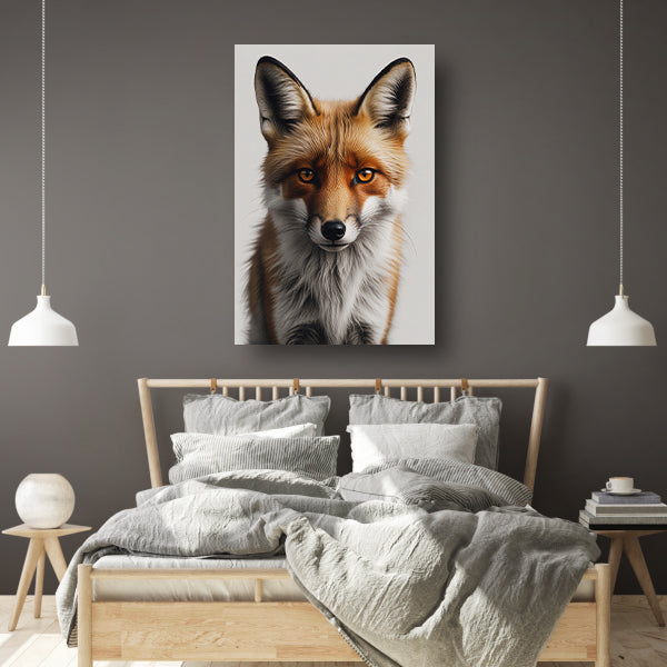 Intens Blikkende Vos in Gedetailleerd Portret canvas