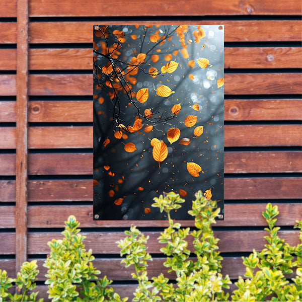 Vallende Herfstbladeren in het Bos tuinposter
