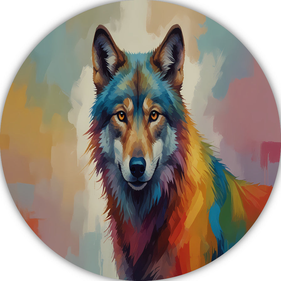 Abstracte kleurexplosie wolf portret forex muurcirkel