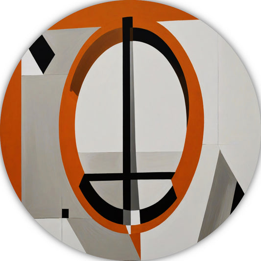 Minimalistisch Ontwerp met Oranje en Zwarte Vormen aluminium muurcirkel