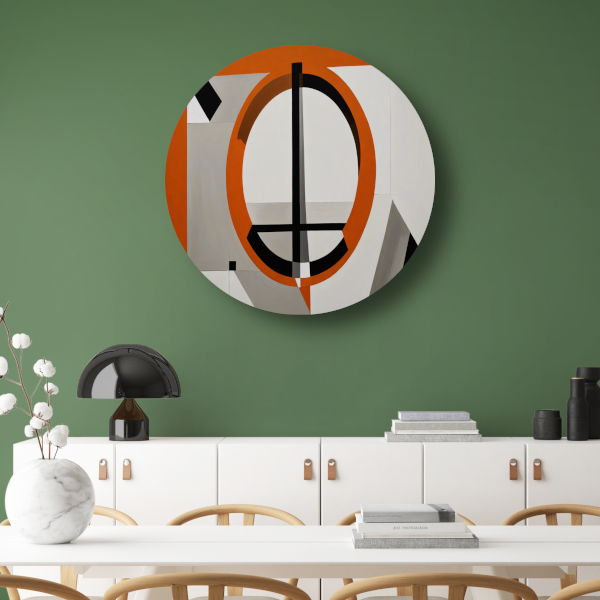 Minimalistisch Ontwerp met Oranje en Zwarte Vormen forex muurcirkel