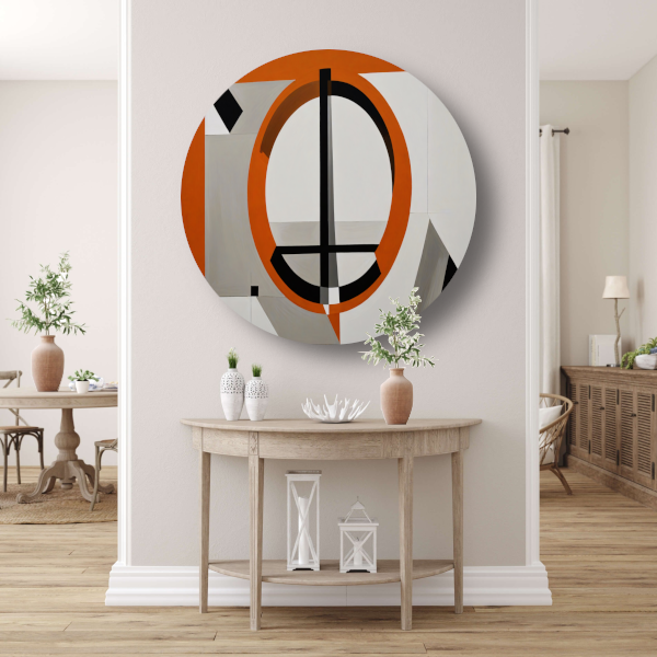 Minimalistisch Ontwerp met Oranje en Zwarte Vormen forex muurcirkel