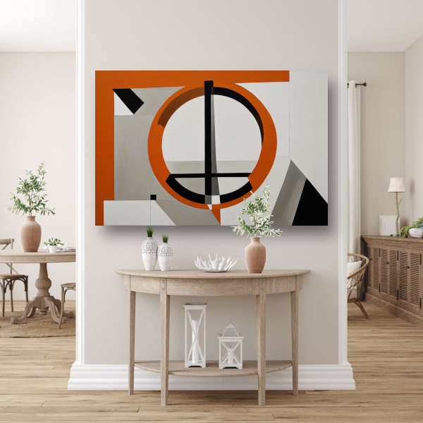 Minimalistisch Ontwerp met Oranje en Zwarte Vormen poster