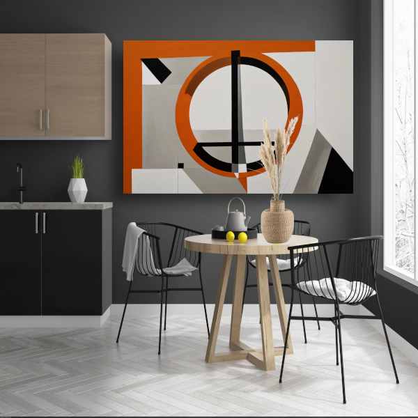 Minimalistisch Ontwerp met Oranje en Zwarte Vormen poster