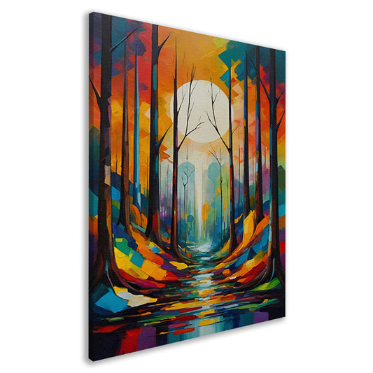 Betoverend Bos in Moderne Kleurenpracht canvas