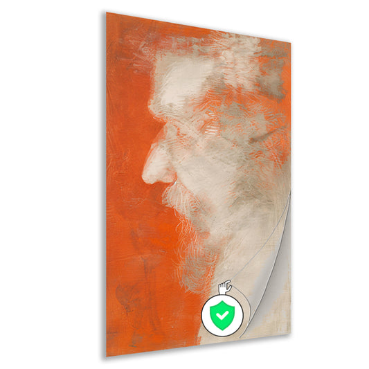 Abstract portret in oranje en wit poster