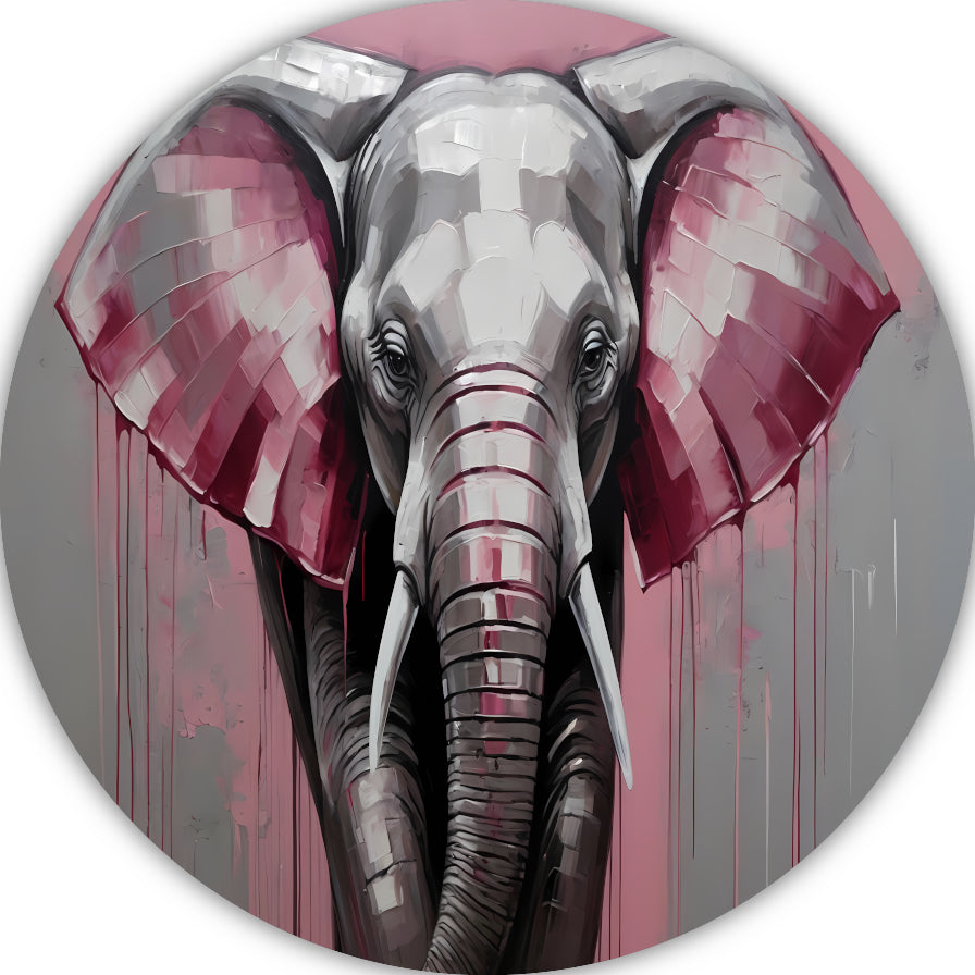 De Roze Accenten van een Majestueuze Olifant aluminium muurcirkel