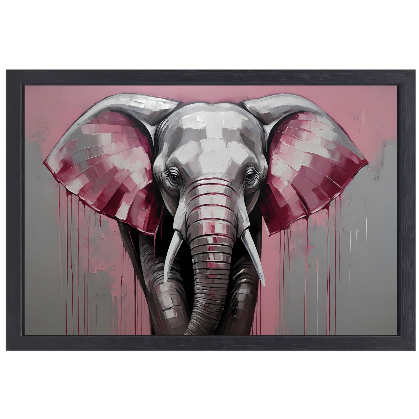 De Roze Accenten van een Majestueuze Olifant canvas met baklijst