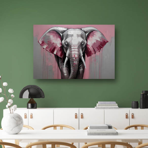 De Roze Accenten van een Majestueuze Olifant canvas met baklijst