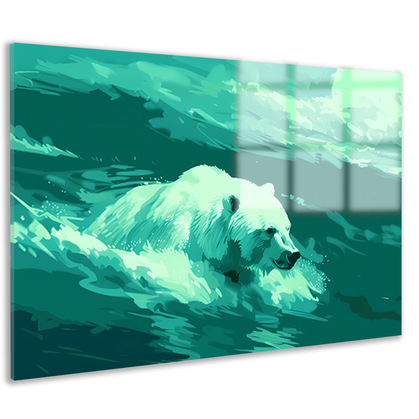 Digitale kunst van beer in water acrylglas