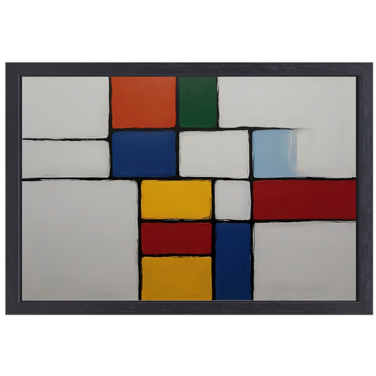 Geometrische Harmonie in Primaire Kleuren canvas met baklijst